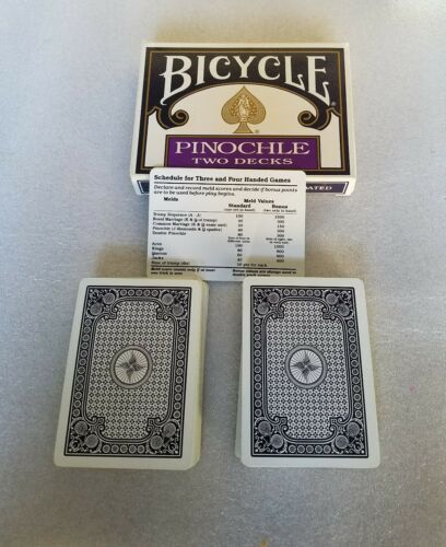 Vintage 90's Pack of Two Decks of Bicycle Pinochle Playing Cards Rules