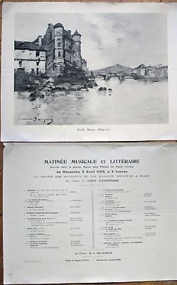 Paris 1905 French Concert Program - Palais d'Orsay - Vieille Mairie d'Espalion