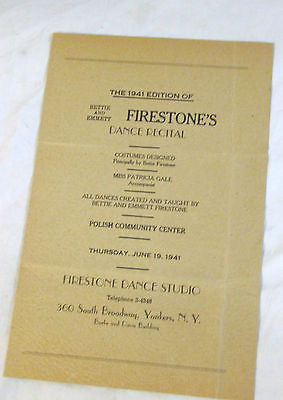 VNT 1941 EDITION OF BETTIE & EMMETT FIRESTONE'S DANCE RECITAL PROGRAM YONKERS NY