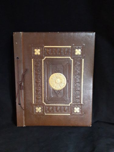 Vintage Unused Victorian Style Scrapbook With String Binding and Embossed Cover.