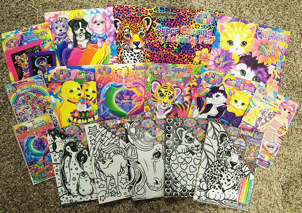 Lisa Frank LOT 16 ITEMS! Unicorns/Leopards Coloring Books & More! 800+ Stickers