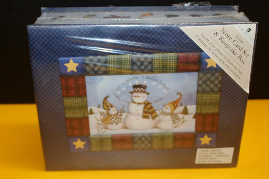 Hallmark Holiday Snowman Note Card Set & Keepsake Box - New & Sealed