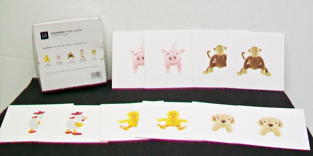 Baby GAP 2002 Squeaker 10 Note Cards & Envelopes Lucky Squiggy Max Brewster Sam