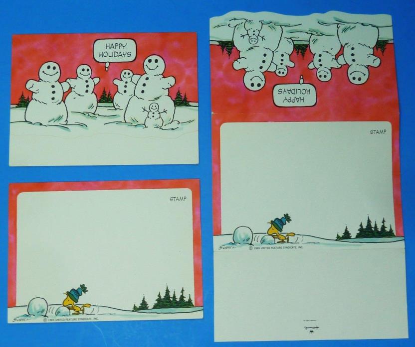 23 Peanuts Woodstock Snowmen Christmas Happy Holidays Postalettes No Seals