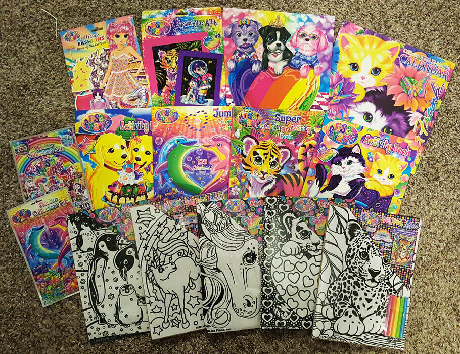 Lisa Frank LOT 15 ITEMS! Unicorns/Leopards Coloring Books & More! 800+ Stickers