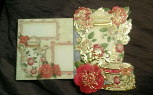 1~~Punch Studio gold embossed TEAPOTTEACUP  card-WOW envelope
