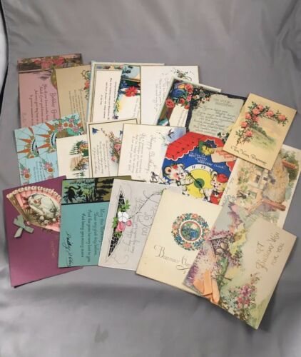 Vintage Birthday Greeting Cards Lot Of 20
