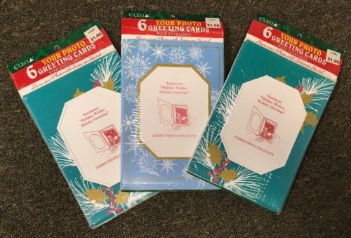 New Vintage Christmas Cards CLEO Photo Greeting Cards Insert Photo 3 PackS NOS