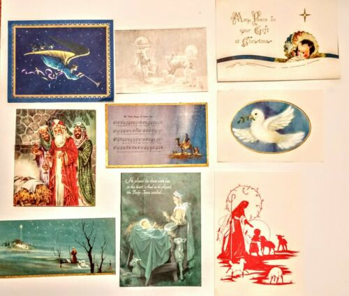 Vintage Christmas Cards Religious Baby Jesus Wise Men Dove Ephemera pre-owned