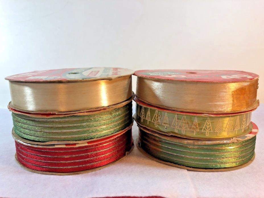 Vintage Kaycrest Christmas Ribbon 6 Rolls New Old Stock