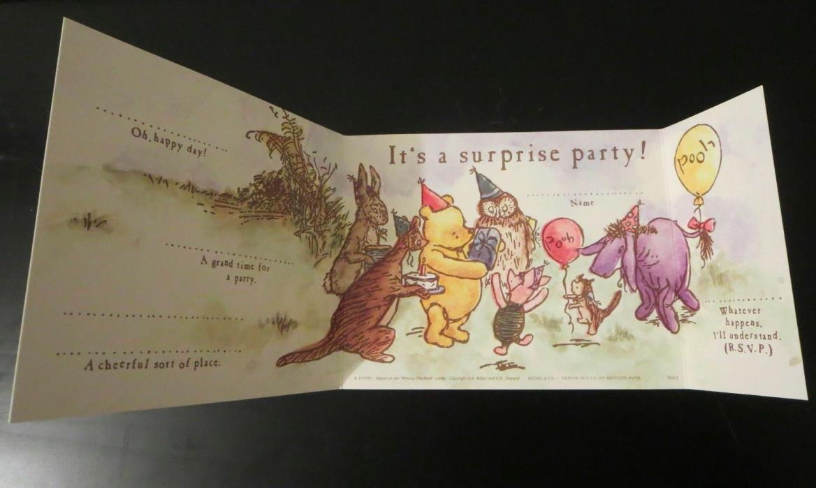 Winnie The Pooh Sirprise Party TriFold Cards Stickers 8 Sets Christopher Robbin