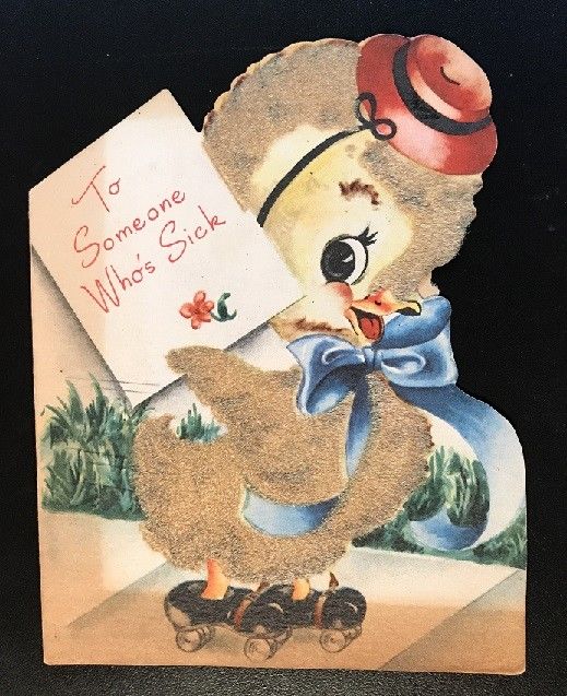 1950 VINTAGE FORGET-ME-NOT GREETING CARD.