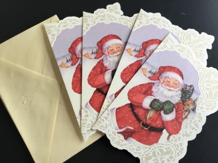 Vintage (Unused) Christmas Greeting Cards, Santa & Toy sack, AGC ( 4 )