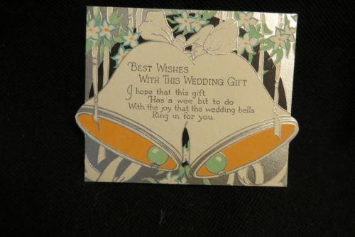 Vintage Art Deco Wedding Gift Card 1920S Unsigned