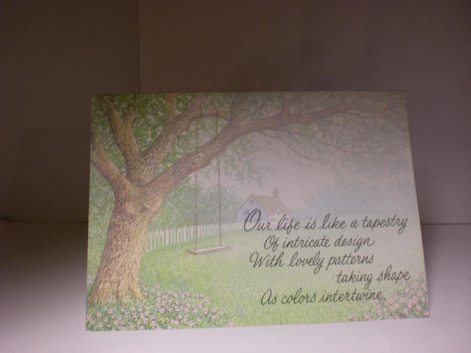 2 Vintage Greeting A Sunshine Card Thinking of You Tree Swing Country Home Fence