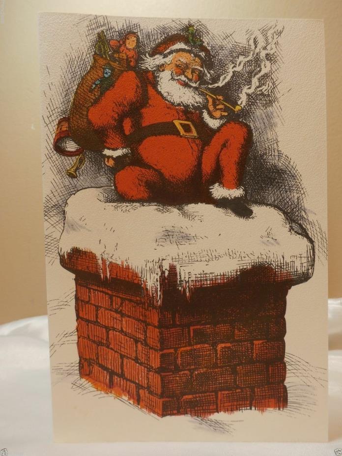 Holiday Seasonal CARD Christmas Santa Claus Joy Greeting Gift Vintage