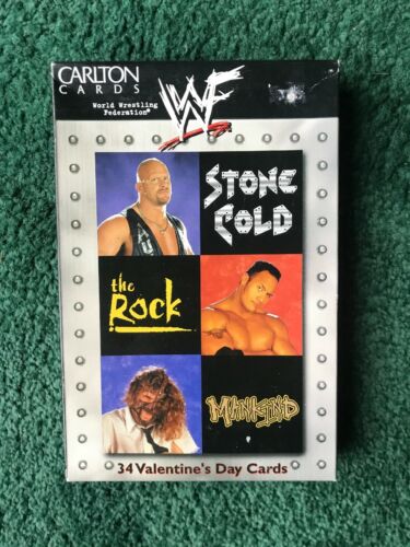 1999 WWF VALENTINE'S DAY CARDS BOX 34 CARDS STONE COLD, THE ROCK, MANKIND
