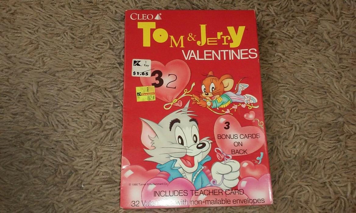 Vintage TOM & JERRY Valentine Cards (1990) 32 Valentines! Cleo Turner Entertain