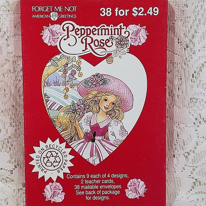 Peppermint Rose Valentine Cards Vintage American Greetings Forget Me Not