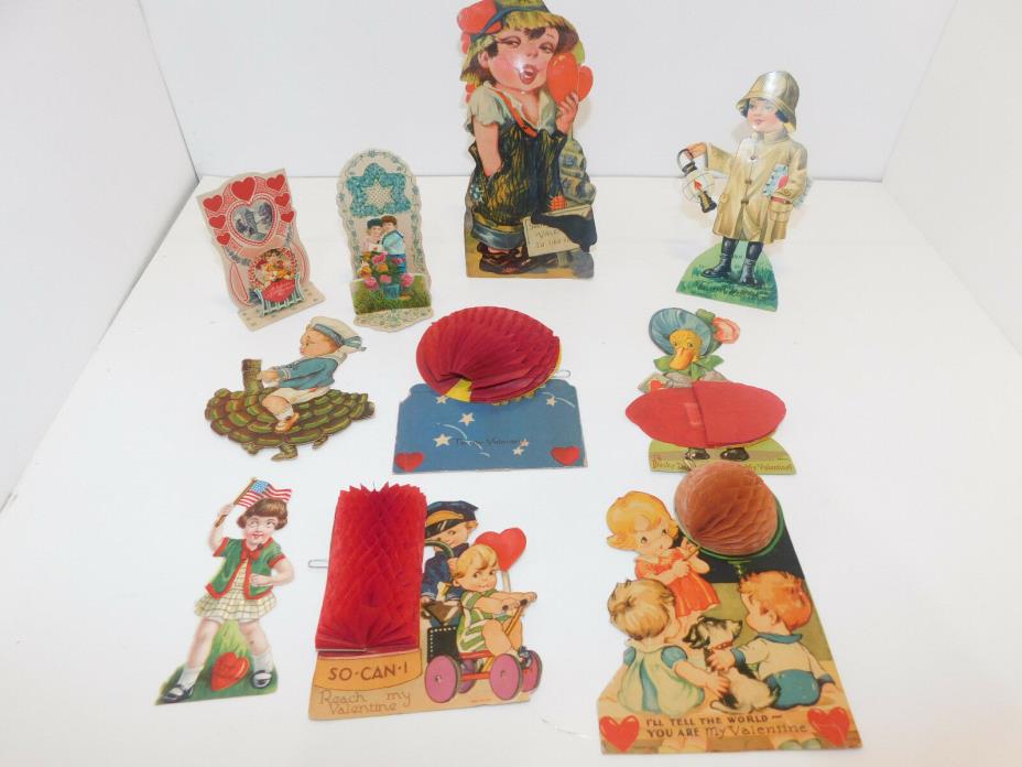 Vintage Very Old Lot 10 Mechanical Valentines Day Cards 20's  30's #3 Honeycombs