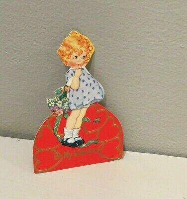 Vtg Valentine Card 20s 30s Pretty Little Girl  Be My Valentine Carrington?Unused