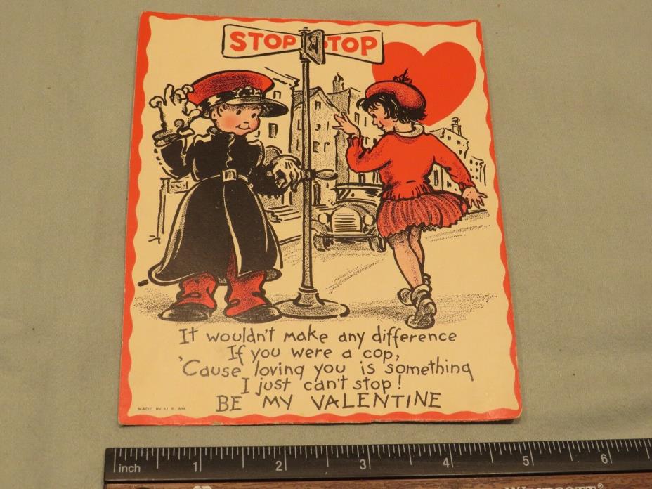 Vintage Valentine's Day Card, Cop