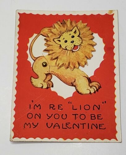 Mechanical Lion Vintage Valentine Card