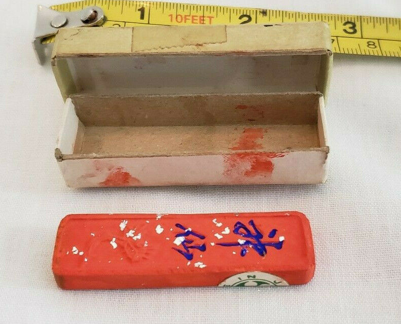 Vintage Box of Red Sumi Japanese calligraphy ink stick