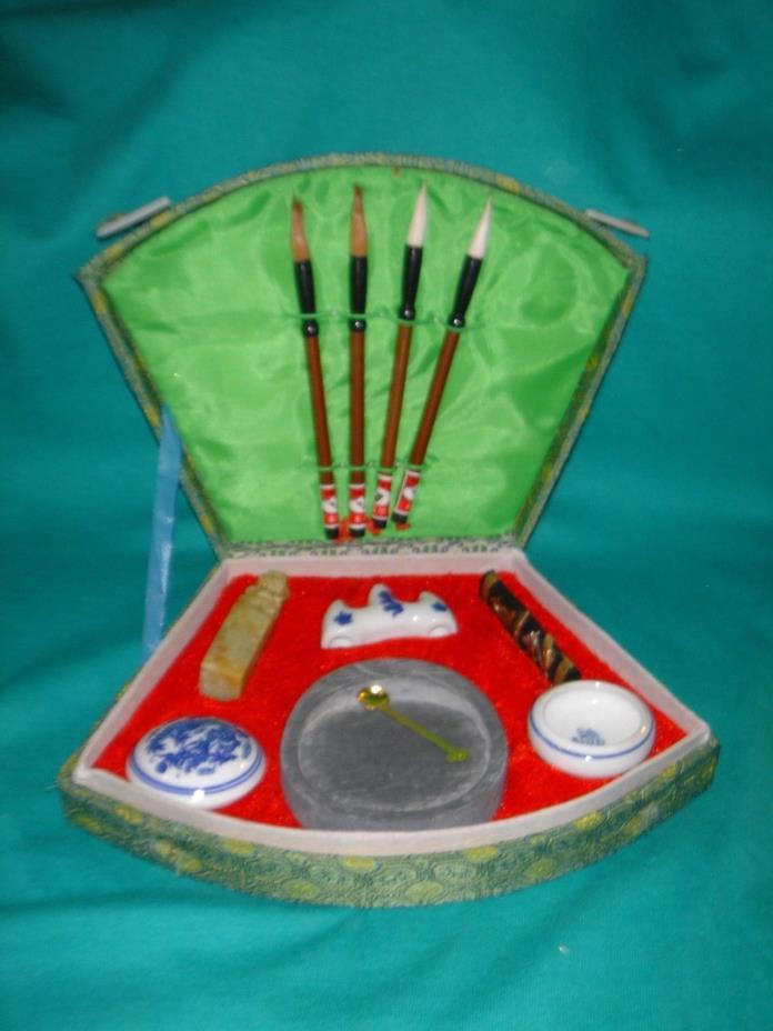 VINTAGE Chinese Calligraphy Writing and Painting Set in a Sumo Box