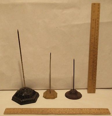 3 vintage RECEIPT SPIKES - Desk Top INVOICE HOLDER - listing number 2