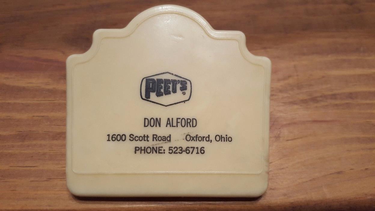 VINTAGE PEET`S DON ALFORD OXFORD OHIO PAPER  CLIP HARD PLASTIC Office Deck
