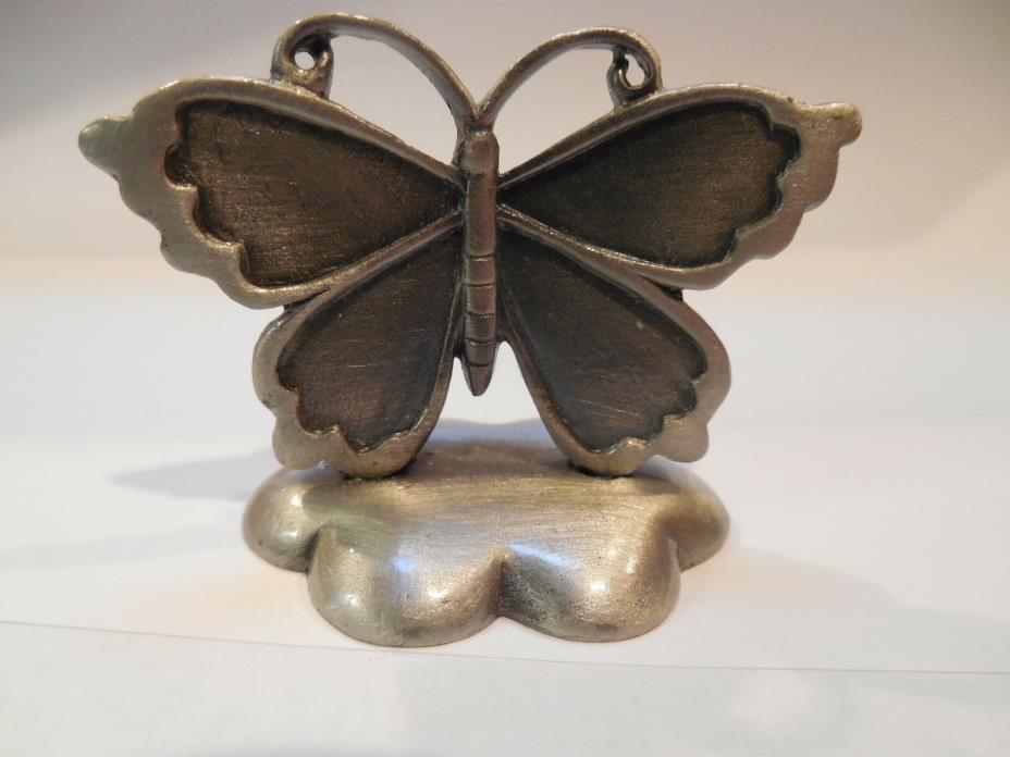 FASHIONCRAFT SMALL PEWTER BUTTERFLY MEMO / PHOTO / CARD / RECIPE HOLDER