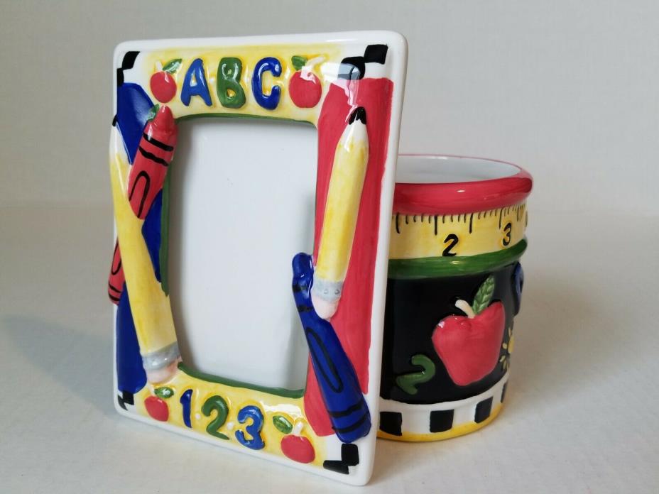 Teacher Gift Picture Frame with Planter Candy Dish Pencil Holder ABC's 123's