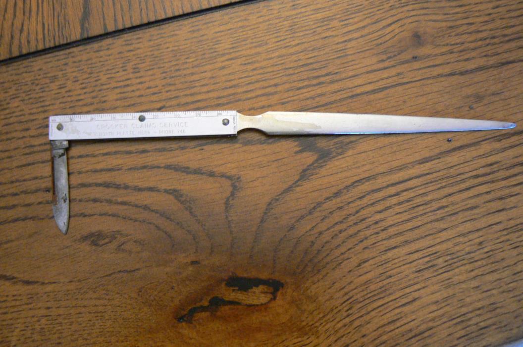 Vintage Advertising Letter Opener Knife CROCKER CLAIMS North Platte Nebraska