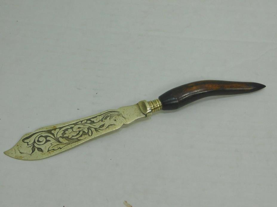 Antique German? Fancy Stag Handle Letter Opener Marked EPNS