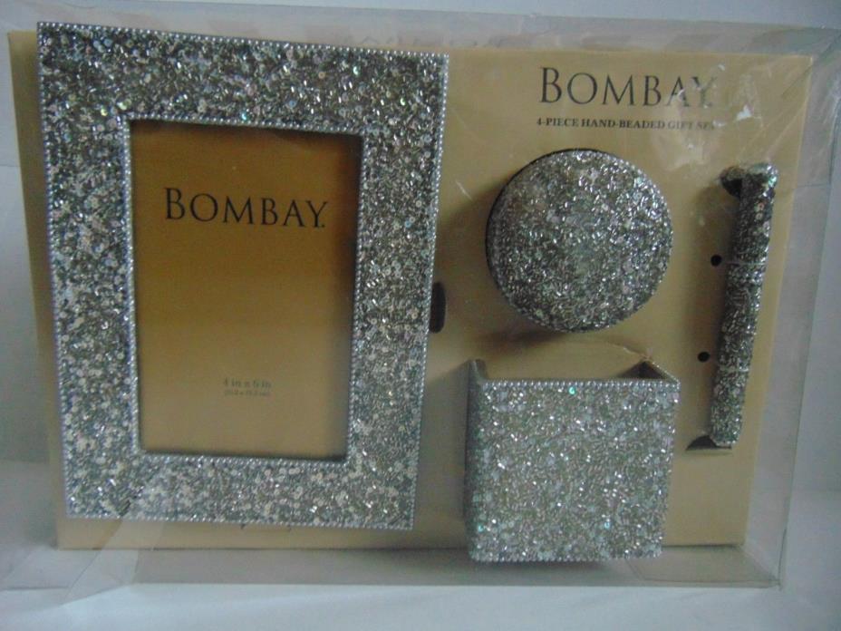 Bombay Company Champagne Beaded Desk Accessory Gift Sets IN BOX