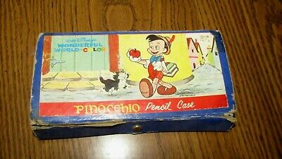 Vintage Walt Disney's Pinocchio Pencil Case Box Wonderful World of Color