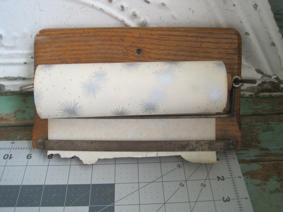 Vintage Small Wooden Paper Dispenser with Vintage Paper