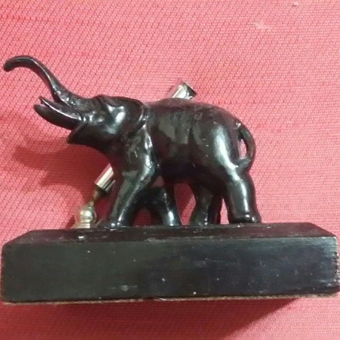 Vintage Black Elephant Pen Holder Desk Accessory
