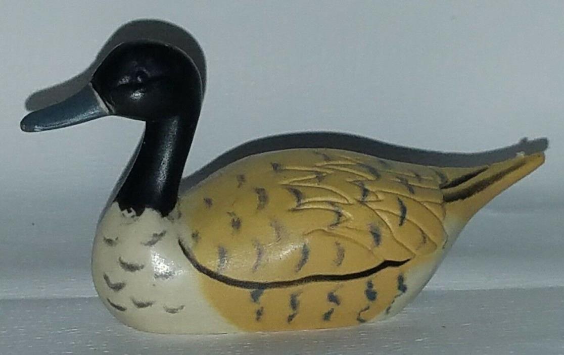 Vintage Wooden Duck Pencil Sharpener Small Hong Kong Black Head Yellow Feathers