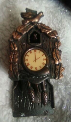 Vintage Metal Die-cast Miniature Cuckoo Clock