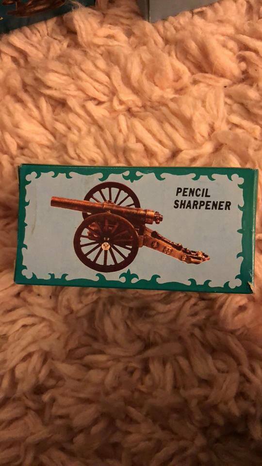 Vintage Die Cast Miniature Pencil Sharpener Antique Finish Cannon
