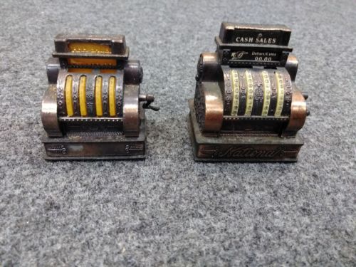 2 Vintage Pencil Sharpeners in Country Store Cash Register Form NATIONAL