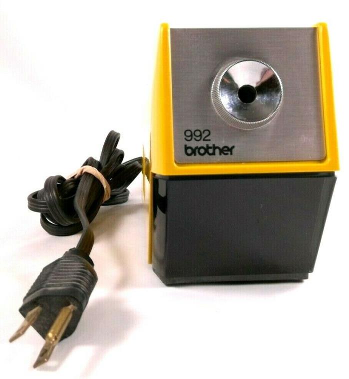 Vintage Brother 992 Electric Pencil Sharpener Mustard Yellow NICE CONDITION
