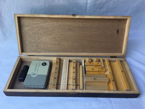 Vintage Wooden Rubber Stamps Music Numbers Stamp Pad & Box
