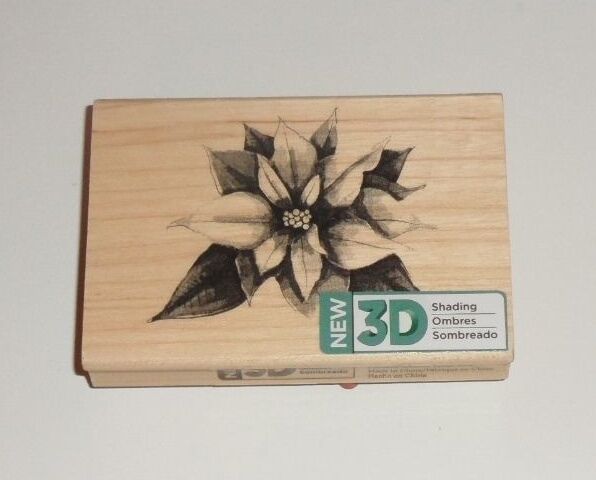 Spellbinders 3D Shading Elegant Poinsettia Rubber Stamp Wood Mounted 4