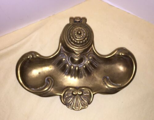 Vintage Antique Art Nouveau Brass Inkwell
