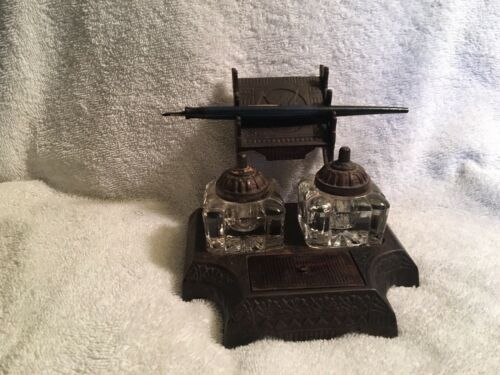 Beautiful Antique Double Well Inkwell