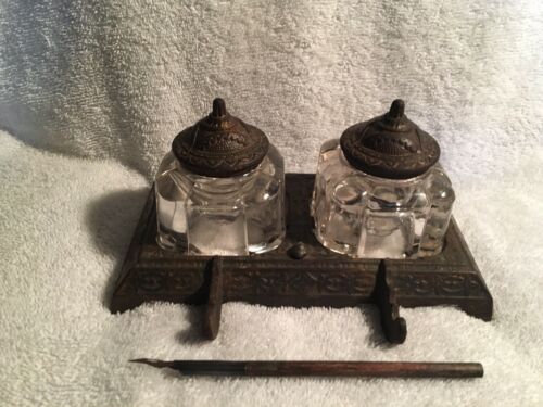 Antique Inkwell With Pen