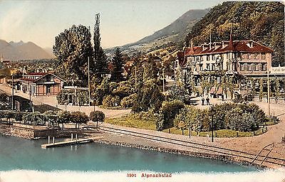 Switzerland postcard Alpnachstad street scene